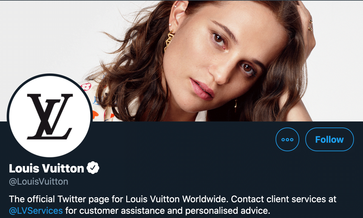 Louis Vuitton Twitter bio